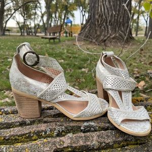 Silver dress sandals, never worn.